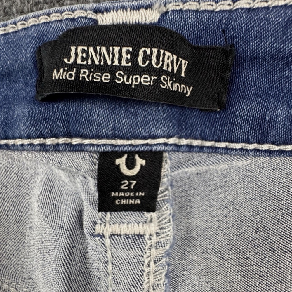 True Religion Jennie Curvy Mid Rise Super Skinny Jeans Denim Blue Size 27 - Picture 8 of 12
